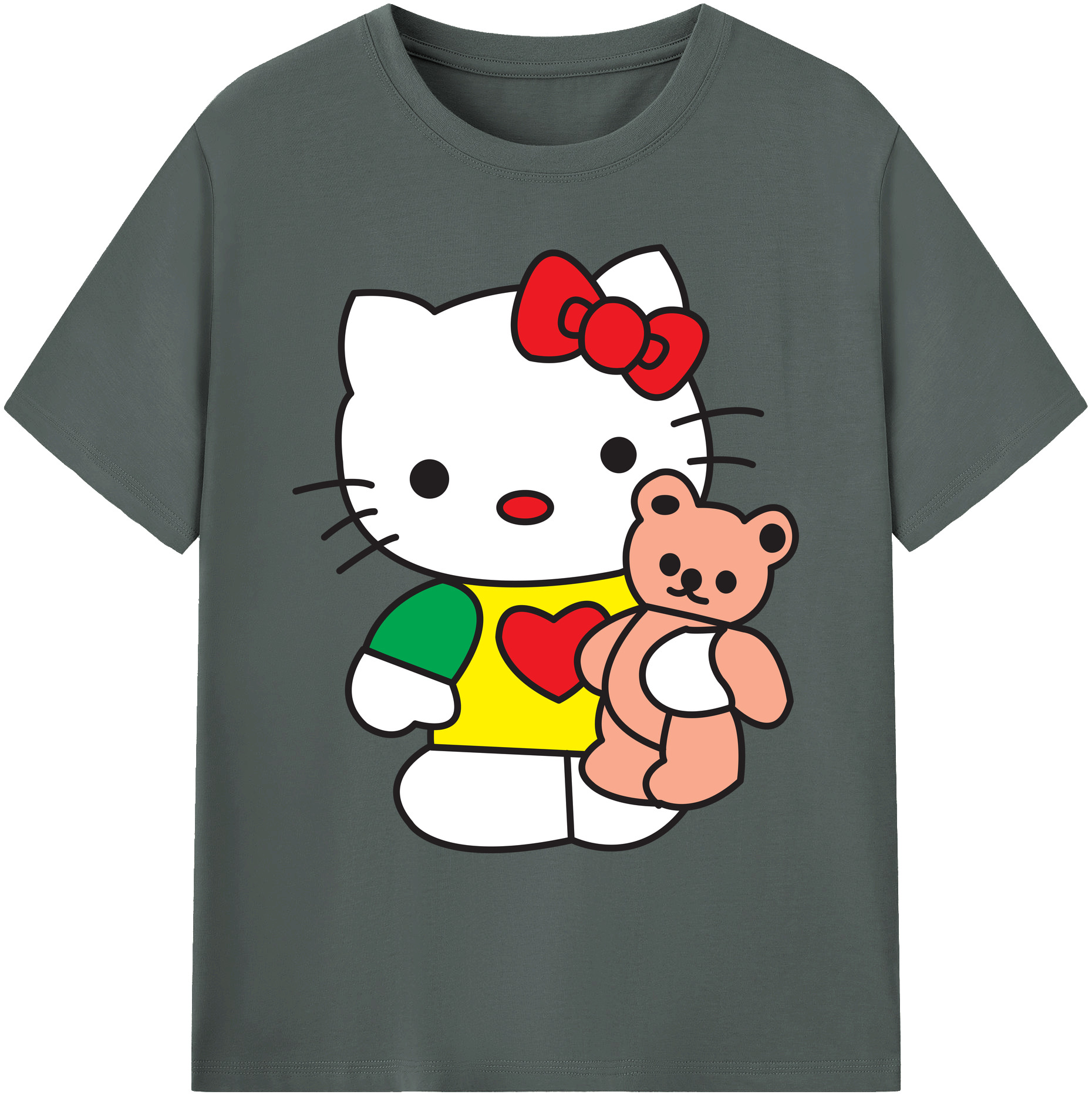 （画像用） Hello Kitty ハローキティ 綿100％ メンズ半袖Tシャツ｜肌触りやわらか＆通気性